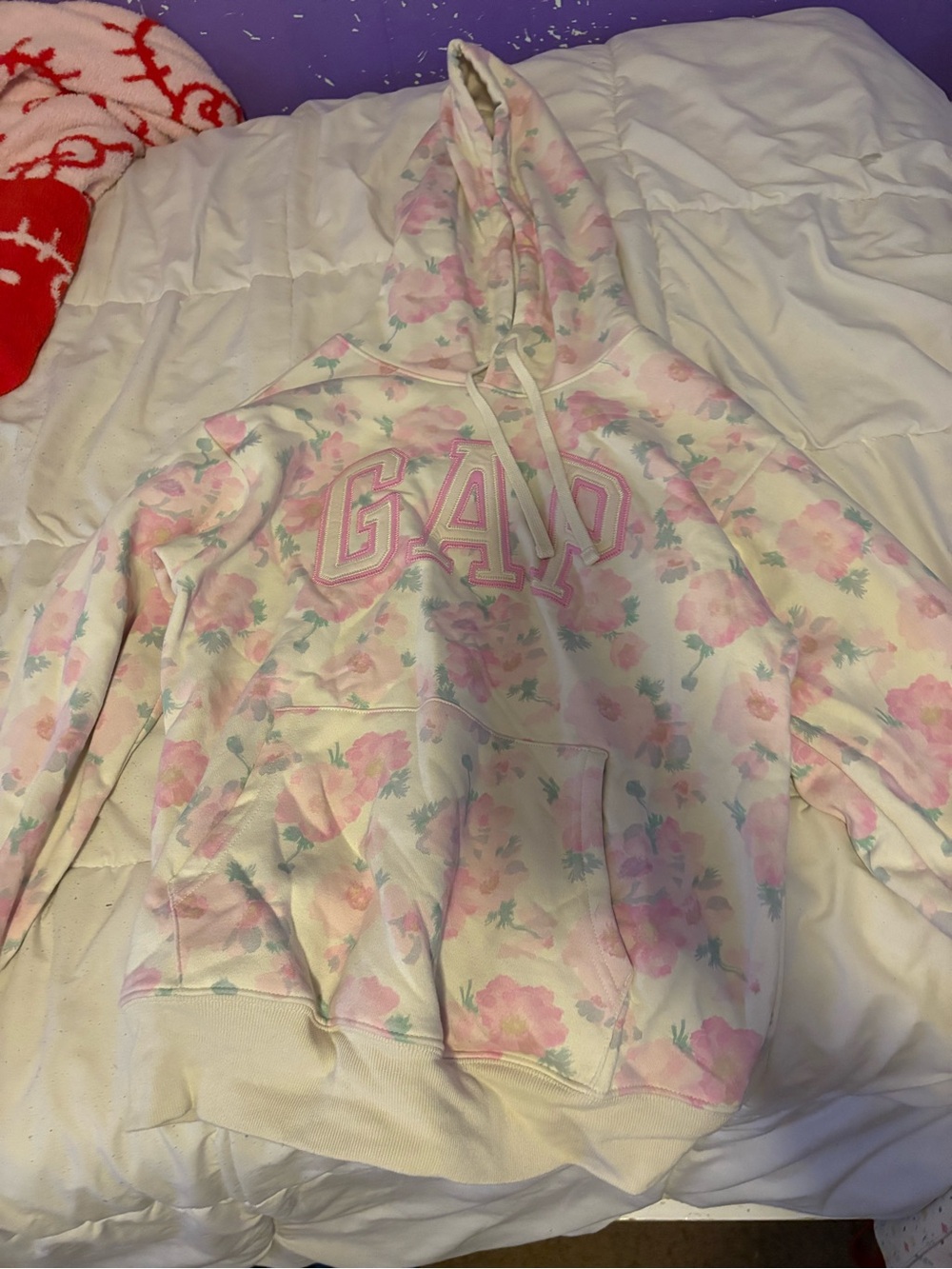 GAP Pink Floral Pullover Hoodie